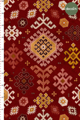 Digitally Printed Fabric with Anatolian Kilim Motif Pattern