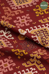 Digitally Printed Fabric with Anatolian Kilim Motif Pattern