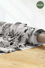 Black and White Toile Tarzo Tropical Pattern Digital Printed Fabric