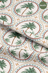 Mediterranean Palm Tree Mosaic Decoration Patterned Digital Printed Fabric