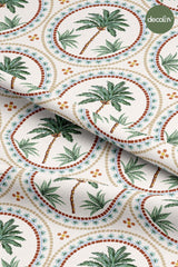 Mediterranean Palm Tree Mosaic Decoration Patterned Digital Printed Fabric