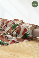 Orta Doğu Esintisi Palmiyeler ve Evler Desenli Dijital Baskılı Kumaş