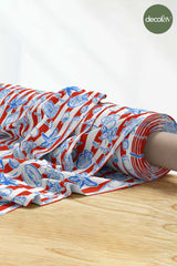 Dolce Vita Marine Red Striped Watercolor Objects Digitally Printed Fabric