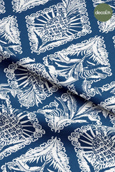 Digitally Printed Fabric with Tropical Baroque Patterned Palm and Pineapple Design