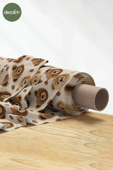 3D Nakış Efektli Dijital Baskılı Bej Zemin Teddy Kumaş