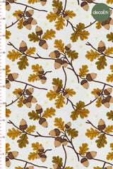 3D Nakış Efektli Dijital Baskılı Meşe Palamudu Desenli Kumaş