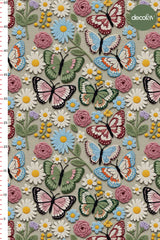 3D Nakış Efektli Dijital Baskılı Kelebek Rüyası Tasarımlı Kumaş