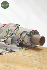 3D Nakış Efektli Dijital BaskılıSevimli Fare Desenli Kumaş