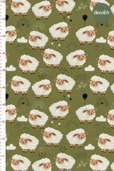 3D Nakış Efektli Dijital Baskılı Kuzuların Rüyası Desenli Kumaş