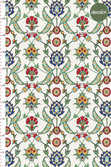 Saray Bahçesi Çini Lale Desenli Dijital Baskılı Kumaş