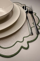 Ripple İnci Beyaz Suni Deri Nakışlı Amerikan Servis 2 Adet