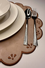 Duru Bej Suni Deri Nakışlı Amerikan Servis 2 Adet