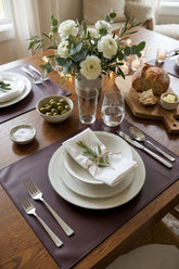 Block Bordo Suni Deri Nakışlı Amerikan Servis 2 Adet