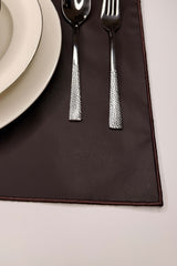 Block Kahverengi Suni Deri Nakışlı Amerikan Servis 2 Adet