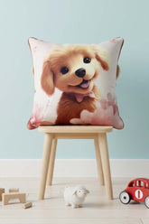 Golden Pup – Köpüş Temalı İç Dolgulu Dijital Baskılı Kadife Çocuk Kırlenti (32x32 cm)
