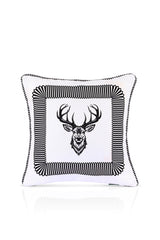 Decorative Frame Deer Head Designed Corded Cushion Cover