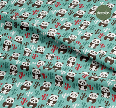Bamboo Panda Patterned Digital Printed Fabric