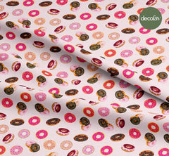 Pink Ground Donut Patterned Digital Printed Fabric