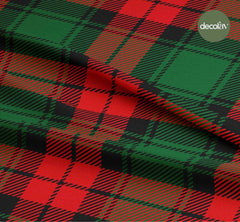 Red Green Black Christmas Themed Plaid Patterned Digital Printed Fabric