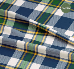 Yeşil Lacivert Ekose Desenli Dijital Baskılı Kumaş