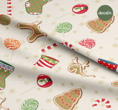 Sugar Cookie Socks Candy Cane Pattern Digital Printed Christmas Fabric
