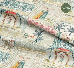 Sulu Boya Etnik Dokulu Desenli Dijital Baskılı Kumaş