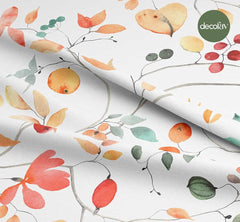 Watercolor Autumn Orange Tones Leaf Pattern Digital Printed Fabric