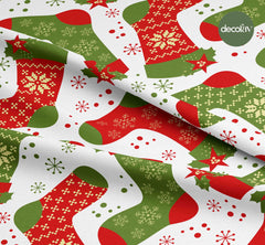 Christmas Themed Knitted Socks Patterned Digital Printed Christmas Fabric