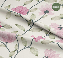 Embroidered Pink Floral Pattern Digital Printed Fabric