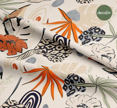 Abstract Flower Leaf Leopard Pattern Digital Printed Fabric