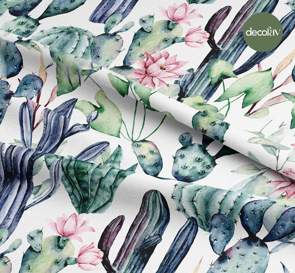 Büyük Kaktüs Desenli Dijital Baskılı Kumaş - Decofav | Kırlent, Sofra Tekstili, Kumaş