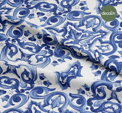 Tile Majolica Patterned Digital Printed Fabric