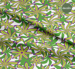 El Çizimi Çarkıfelek Çiçek Desenli Dijital Baskılı Kumaş