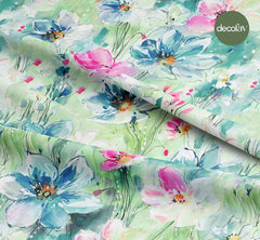 Sulu Boya Soft Çiçek Desenli Dijital Baskılı Kumaş