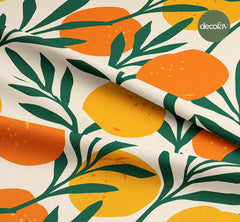 Orange Leaf Patterned Digital Printed Fabric