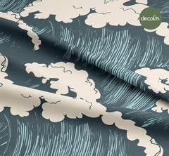 Hand-drawn Cloud Sea Wave-looking Patterned Digital Printed Fabric