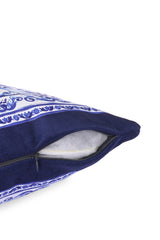 Blue Tile Pattern Designed Corded Cushion Cover - 43x43cm