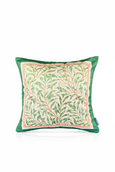Morris Style Leaf Patterned Velvet Fabric Digital Printed Cushion Cover