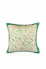 Morris Style Leaf Patterned Velvet Fabric Digital Printed Cushion Cover