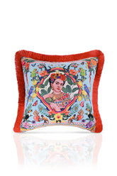 Tropikal Hayvanlar Meksika Tarzı Desenli Dijital Baskılı Kadife Kırlent Kılıfı Saçaklı