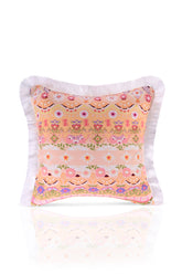 Sulu Boya Pastel Renkler Elegant Çiçek Desenli Dijital Baskılı Kadife Kırlent Kılıfı Saçaklı