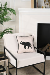 Fil Tasarım Deri Aplike Kadife Kırlent Kılıfı 43x43cm