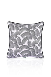 Minimalist Dalga Desenli Deri Fitilli Kadife Kırlent Kılıfı 43x43cm