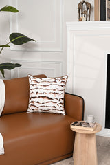 Rustik Kağıt Desenli Deri Fitilli Kadife Kırlent Kılıfı 43x43cm