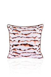 Rustik Kağıt Desenli Deri Fitilli Kadife Kırlent Kılıfı 43x43cm