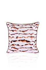 Rustik Kağıt Desenli Deri Fitilli Kadife Kırlent Kılıfı 43x43cm