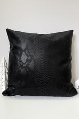 Siyah Suni Piton Deri Kırlent Kılıfı - 43x43cm