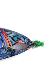 Tropical Parrot Patterned Fringed Cushion Cover - 43x43cm