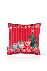 Digitally Printed Cushion Cover with Plaid Teddy Bear Pattern