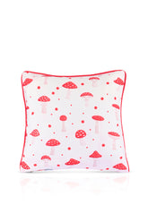 Kırmızı Mantar Desenli Fitilli Kırlent Kılıfı - 43x43cm